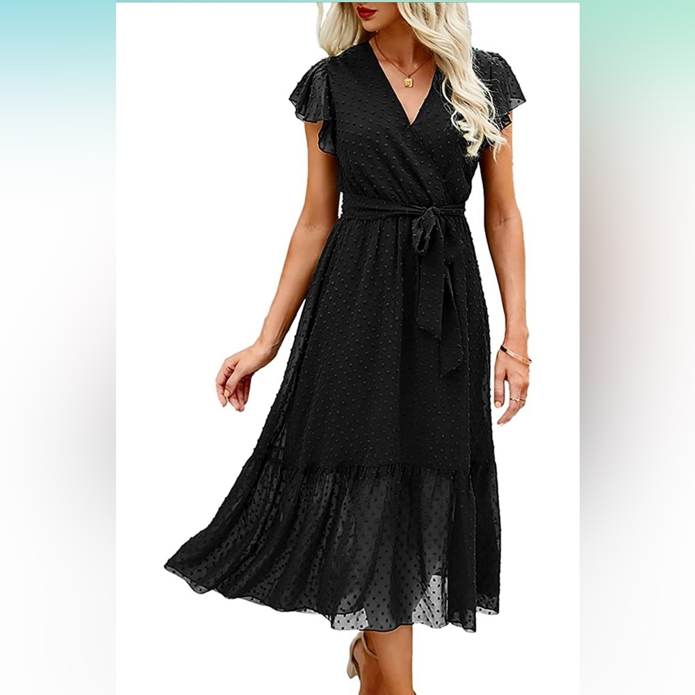 Small BTFBM black short sleeve maxi dress